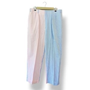 Vintage Ben Silver Patchwork Seersucker Golf‎ Trouser Dress Pants Pastel Preppy